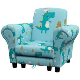 STILVORA Kids Sofa Set with Stool & Dinosaur Print in Blue - thumbnail 5