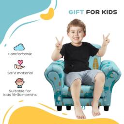 STILVORA Kids Sofa Set with Stool & Dinosaur Print in Blue - thumbnail 9