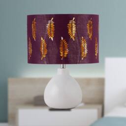 First Choice Lighting Set of 2 Tuscan - White Ceramic Lamps with Burgundy Fern Shades - thumbnail 4