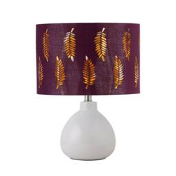 First Choice Lighting Set of 2 Tuscan - White Ceramic Lamps with Burgundy Fern Shades - thumbnail 2