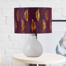 First Choice Lighting Set of 2 Tuscan - White Ceramic Lamps with Burgundy Fern Shades - thumbnail 3