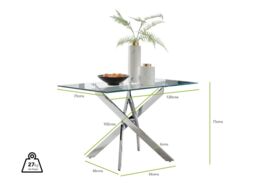 FurnitureboxUK Leonardo 120cm 4-Seater Glass & Chrome Metal Starburst Dining Table in Silver - thumbnail 6