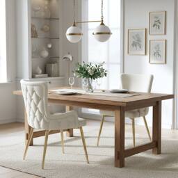 BTM Set of 2/4/6 Pecies Beige Velvet Dining Chairs with Gold Legs - Size: 6 Pack - thumbnail 5