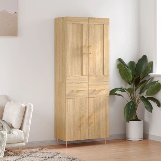 Berkfield Home Highboard Sonoma Oak 69.5x34x180 cm Engineered Wood in Brown - image 1