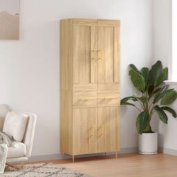 Berkfield Home Highboard Sonoma Oak 69.5x34x180 cm Engineered Wood in Brown - thumbnail 1
