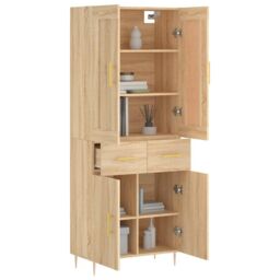 Berkfield Home Highboard Sonoma Oak 69.5x34x180 cm Engineered Wood in Brown - thumbnail 3