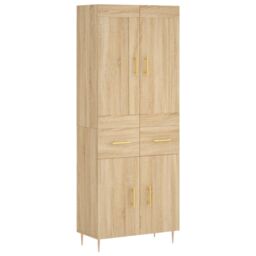 Berkfield Home Highboard Sonoma Oak 69.5x34x180 cm Engineered Wood in Brown - thumbnail 2