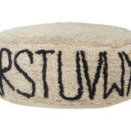 Wyld and Coco Alphabet Floor Cushion 60 x 60 cm Beige Cotton - thumbnail 2
