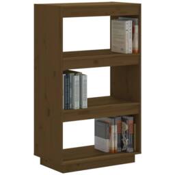 Berkfield Home Book Cabinet/Room Divider Honey Brown 60x35x103 cm Solid Wood Pine - Size: 60 x 35 x 103 cm - thumbnail 4