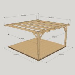 Rutland County Garden Furniture Ltd Premium Wall Mounted Pergola & Decking Kit, L240 x W240 cm, Green - thumbnail 3