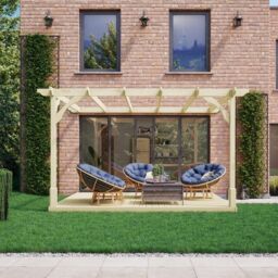 Rutland County Garden Furniture Ltd Premium Wall Mounted Pergola & Decking Kit, L240 x W240 cm, Green - thumbnail 2