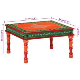 Berkfield Home Coffee Table Orange Hand Painted Solid Wood Mango - thumbnail 7