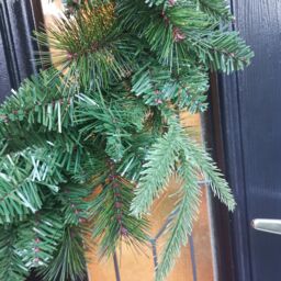 Samuel Alexander 50cm Hanging Artificial Green Norfolk Pine Christmas Wreath with PE & PVC Tips - thumbnail 4