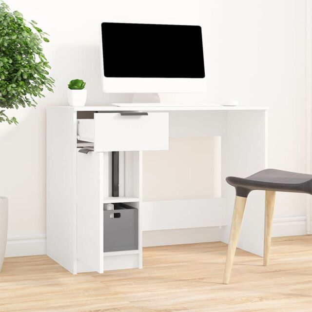 Berkfield Home Desk White 100x50x75 cm Engineered Wood - Size: 100 x 50 x 75 cm - image 1