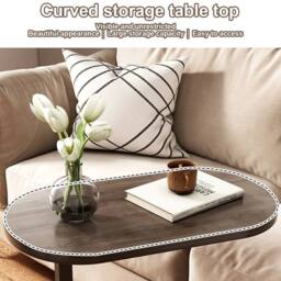 Hinsinc Black Walnut Compact C-shaped Sofa Side Laptop Table in Brown - Size: 0.6m2 - thumbnail 4
