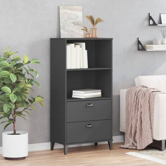 Berkfield Home Decorative Bookcase VIKEN Anthracite Grey 60x35x123 cm Engineered Wood in Dark Grey - Size: 60 x 35 x 123 cm - image 1