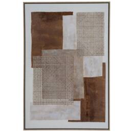Wyld Haus Arachova Brown Patchwork Hand Painted Framed Canvas - thumbnail 2