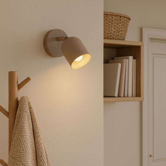 Eglo Tilston Steel Minimalist Single Wall Spotlight, Sandy in Light Sand - image 1
