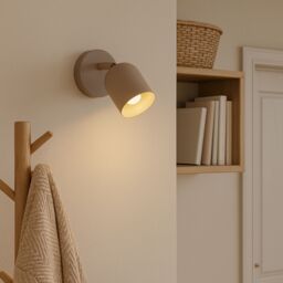 Eglo Tilston Steel Minimalist Single Wall Spotlight, Sandy in Light Sand - thumbnail 1