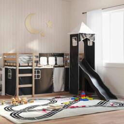 Berkfield Home Elegant Bunk Bed without Mattress with Slide White & Black 80x200 cm - thumbnail 2