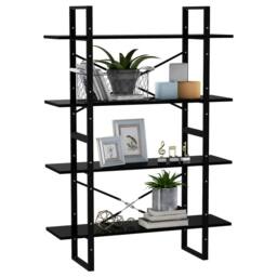 Berkfield Home Decorative 4-Tier Book Cabinet Black 100x30x140 cm Engineered Wood - Size: 100 x 30 x 140 cm - thumbnail 4