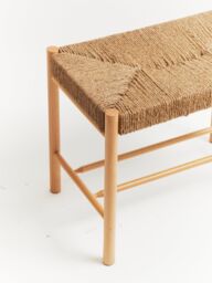 Orsina Durable Natural Rope Weave Small Bench, Solid Wooden Frame Garden Bench For Livingroom, Versatile Bench - thumbnail 5