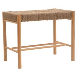 Orsina Durable Natural Rope Weave Small Bench, Solid Wooden Frame Garden Bench For Livingroom, Versatile Bench - thumbnail 2