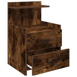 Berkfield Home Bedside Cabinets 2 pcs with 2 Drawers Smoked Oak 40x36.5x62 cm in Brown - thumbnail 5