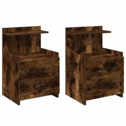 Berkfield Home Bedside Cabinets 2 pcs with 2 Drawers Smoked Oak 40x36.5x62 cm in Brown - thumbnail 2