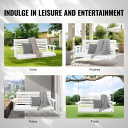 VEVOR Sturdy Wooden Porch Swing 5.5 Ft Heavy Duty Load Capacity White - Size: Small - thumbnail 9