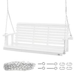 VEVOR Sturdy Wooden Porch Swing 5.5 Ft Heavy Duty Load Capacity White - Size: Small - thumbnail 1