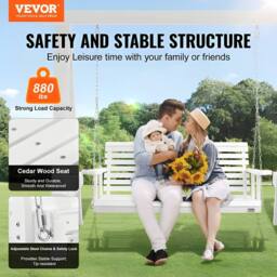 VEVOR Sturdy Wooden Porch Swing 5.5 Ft Heavy Duty Load Capacity White - Size: Small - thumbnail 5
