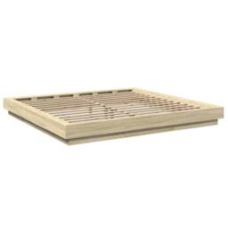 Berkfield Home Durable Bed Frame with LED Lights without Mattress Sonoma Oak 180 in Light Tan - Size: Super King - thumbnail 7
