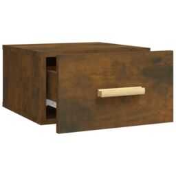 Berkfield Home Wall-mounted Bedside Cabinet Smoked Oak 35x35x20 cm in Brown - Size: 35 x 35 x 20 cm - thumbnail 6
