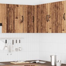 Berkfield Home Kitchen Wall Corner Cabinet Lucca Old Wood Engineered Wood in Brown - thumbnail 3