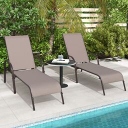 Gymax Folding Chaise Lounge Chair With 5 Adjustable Positions Outdoor in Brown - thumbnail 6