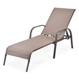 Gymax Folding Chaise Lounge Chair With 5 Adjustable Positions Outdoor in Brown