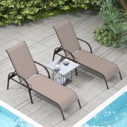 Gymax Folding Chaise Lounge Chair With 5 Adjustable Positions Outdoor in Brown - thumbnail 5