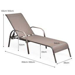 Gymax Folding Chaise Lounge Chair With 5 Adjustable Positions Outdoor in Brown - thumbnail 2