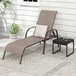 Gymax Folding Chaise Lounge Chair With 5 Adjustable Positions Outdoor in Brown - thumbnail 3