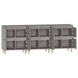 Berkfield Home Sideboards 3 pcs Grey Sonoma 60x35x70 cm Engineered Wood - Size: 60 x 35 x 70 cm - thumbnail 7