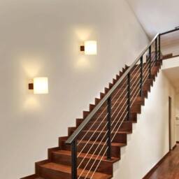 Goeco E27 Wood Interior Wall Light with Tri-Colour Bulb, Brown, Glass Shade in Brown - thumbnail 3
