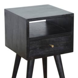 Direct Wicker Solid Wood Mini Ash Black Bedside, 1 Drawer, 1 Open Slot - Size: 1 Pack - thumbnail 3