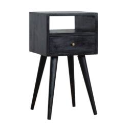 Direct Wicker Solid Wood Mini Ash Black Bedside, 1 Drawer, 1 Open Slot - Size: 1 Pack - thumbnail 2