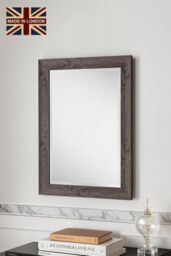 Yearn Mirrors Rustic Grey Wood Effect Scooped Framed Mirror 91.5x66cm in Pale Green - Size: 91.5x66 cm - thumbnail 1