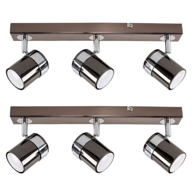 ValueLights Rosie Spotlight Pair of 3 Way Black Ceiling Bar Spotlight - image 1