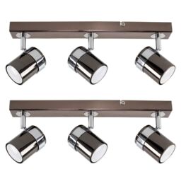 ValueLights Rosie Spotlight Pair of 3 Way Black Ceiling Bar Spotlight