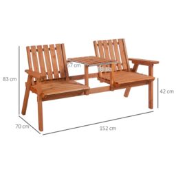 OUTSUNNY 2-Seater Garden Bench Patio Antique Loveseat with Armrest, Steel in Orange - thumbnail 3