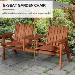 OUTSUNNY 2-Seater Garden Bench Patio Antique Loveseat with Armrest, Steel in Orange - thumbnail 4