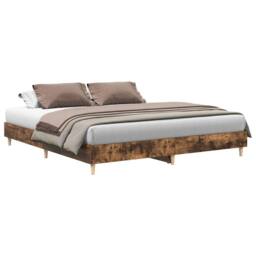 Berkfield Home Durable Bed Frame No Mattress Smoked Oak 200x200 cm Engineered Wood in Brown - thumbnail 3